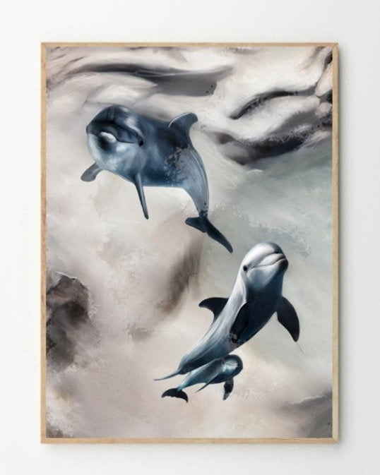 Veggspjald - Dolphins