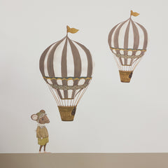 Vegglímmiðar - Retro air balloon small - Brown